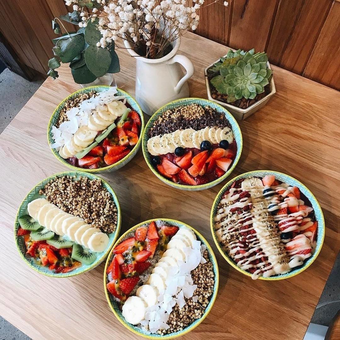 Variety of acai bowls from Sydney cafe Bare Naked Bowls