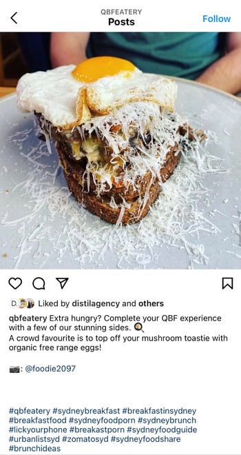 screenshot of cafe Instagram