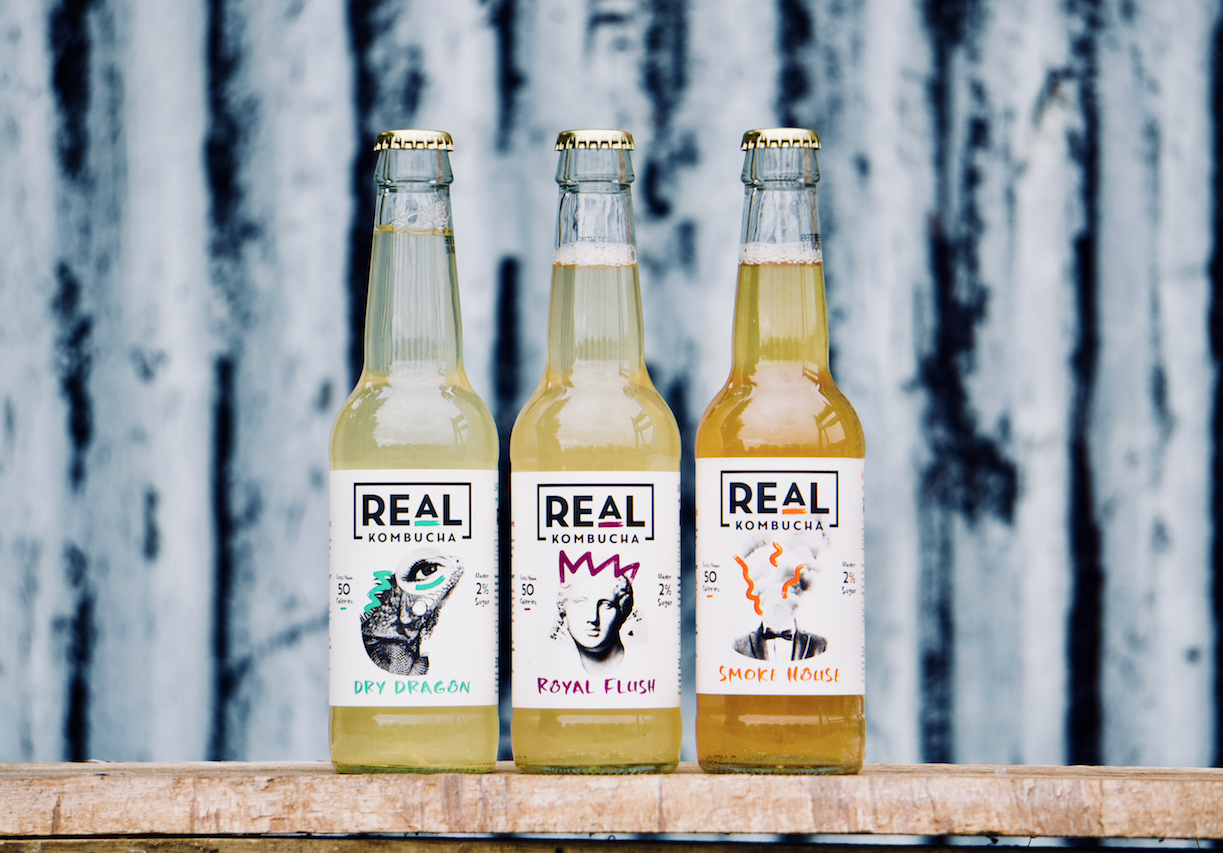 Bottles of Real Kombucha