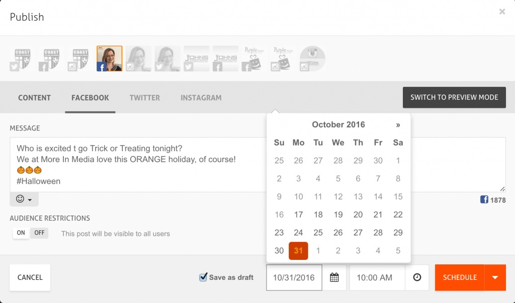 Agora pulse social scheduling screenshot