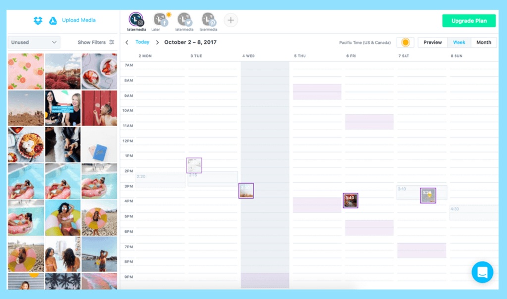 Later social scheduling screenshot