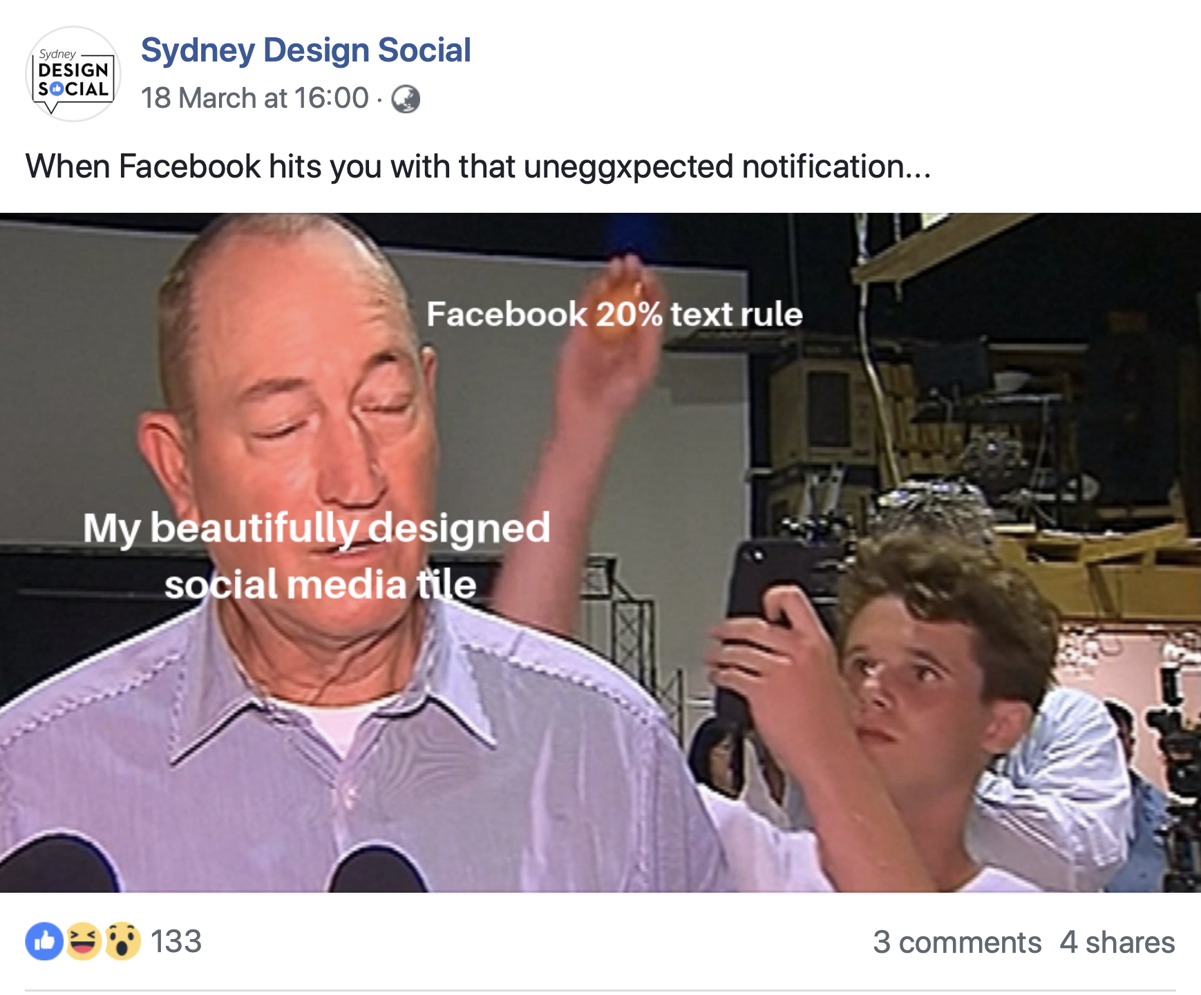 Meme created by Sydney Design Social depicting Eggboy
