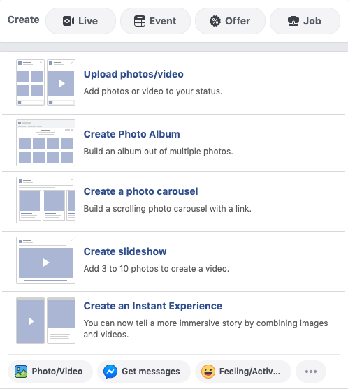 different types of facebook posts