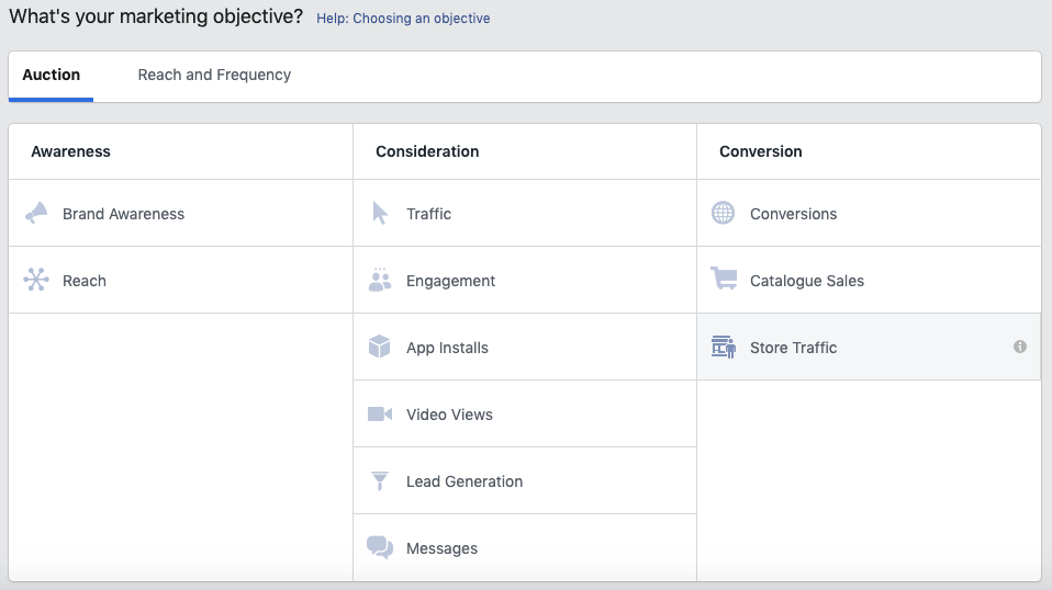 facebook ad objectives