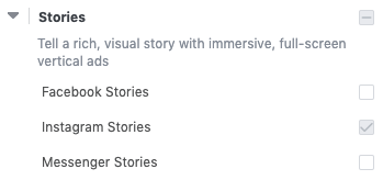 Screenshot showing Facebook Ads Manager and the different placements