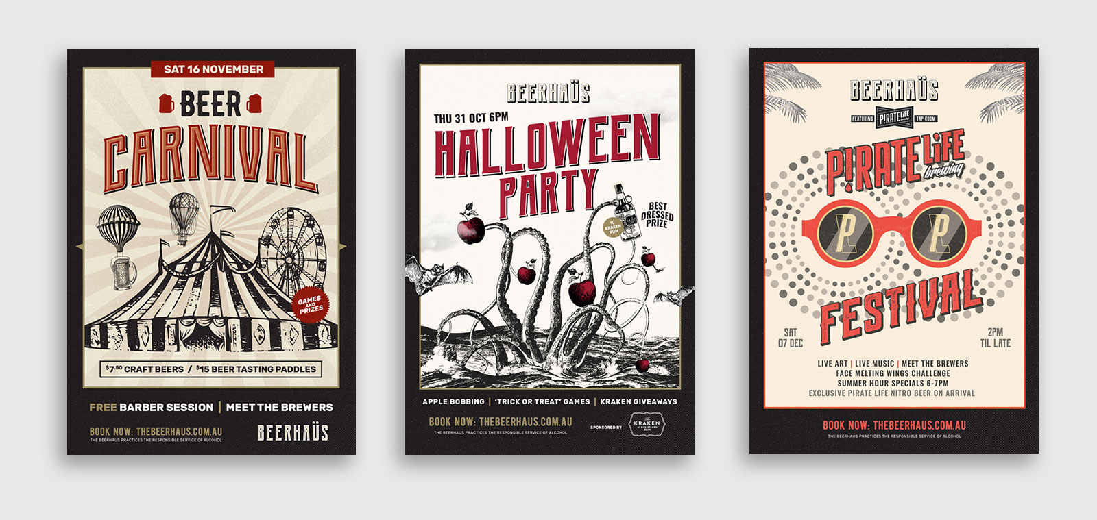 Three poster designs for Beerhaus