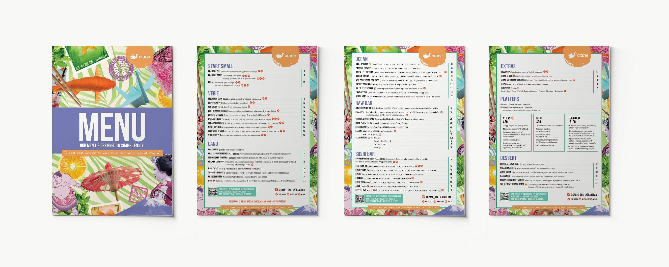food and cocktail menu design sydney