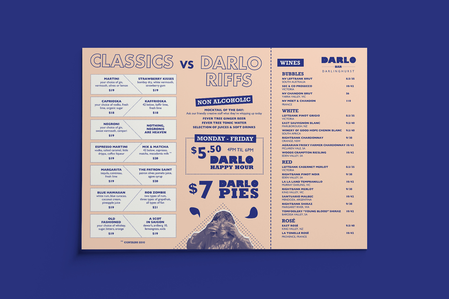 double sided menu design for darlo bar