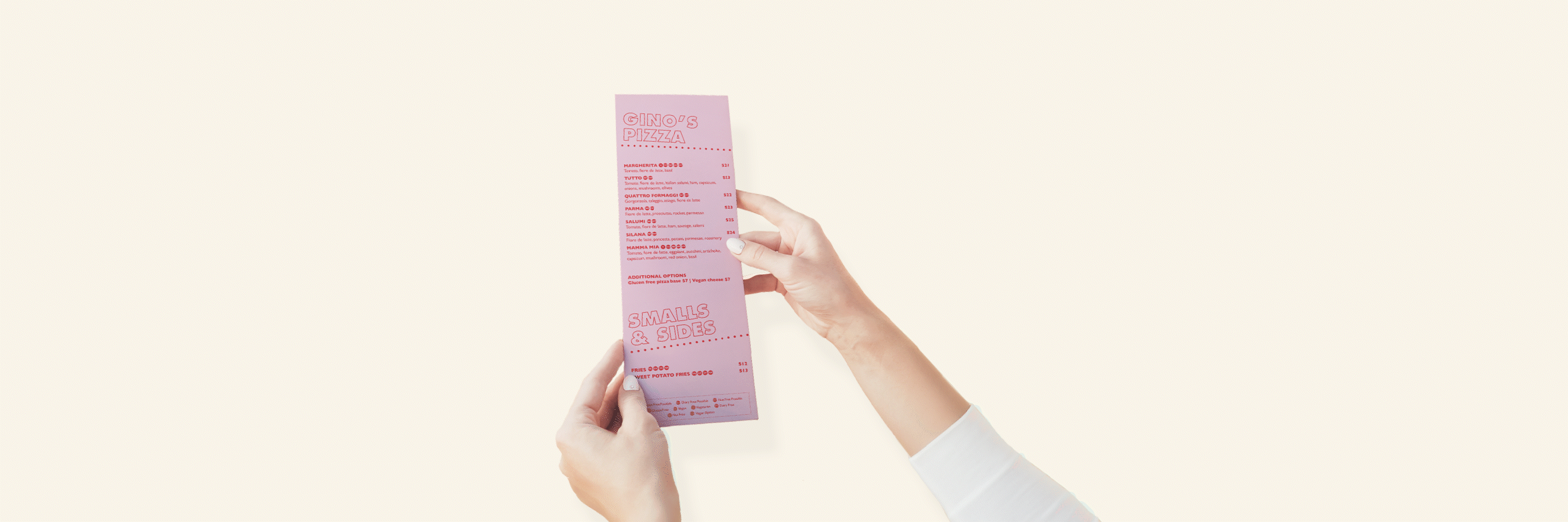 A GIF of a pair of hands holding a restaurant menu, moving back and forth.  