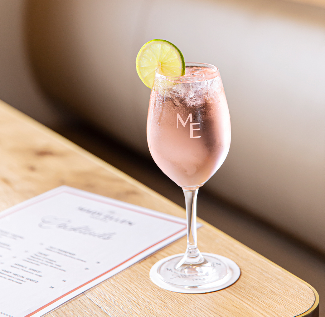 Distil Mary Ellen Hotel Merewether Newcastle Monogram on Glass Cocktail