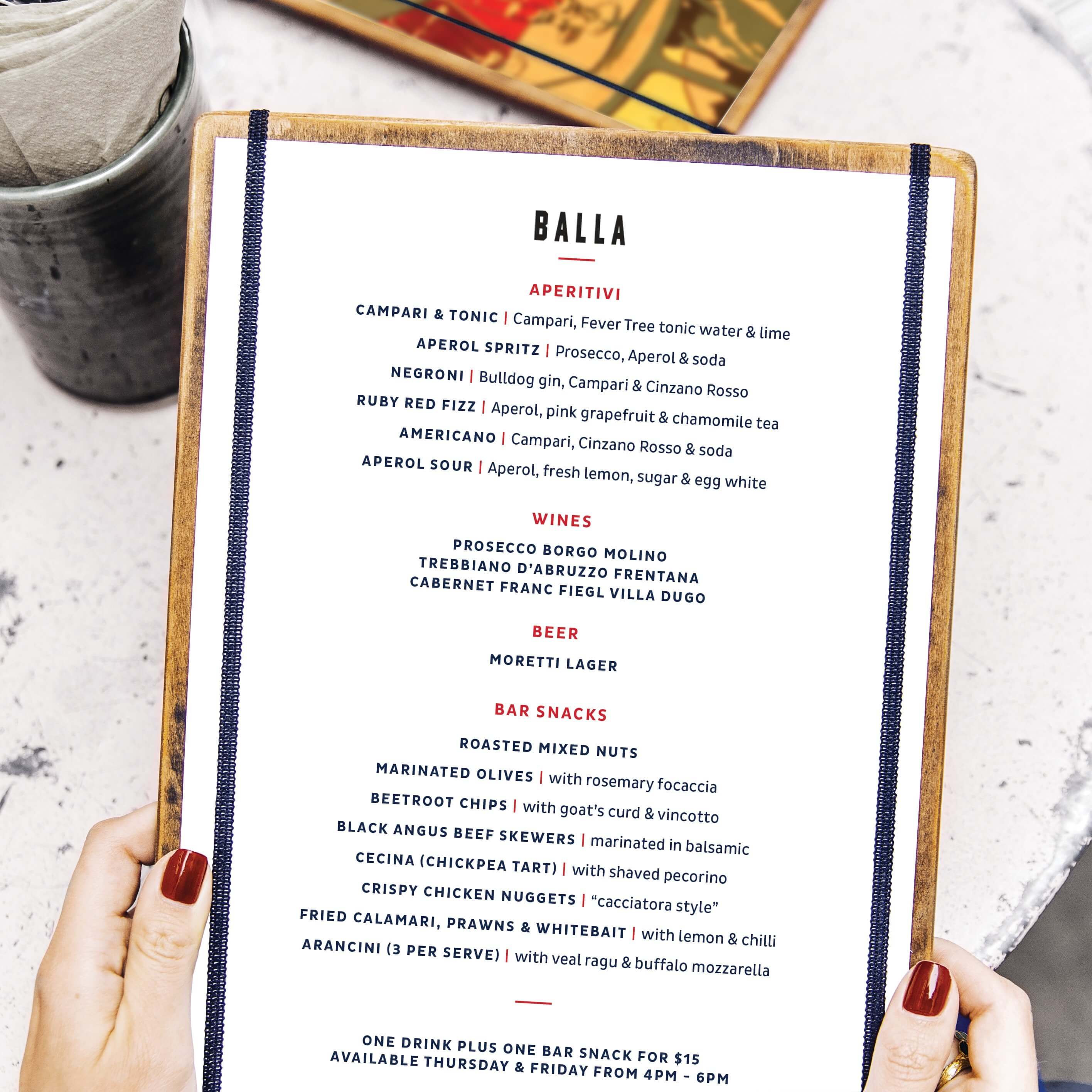 Distil menu design