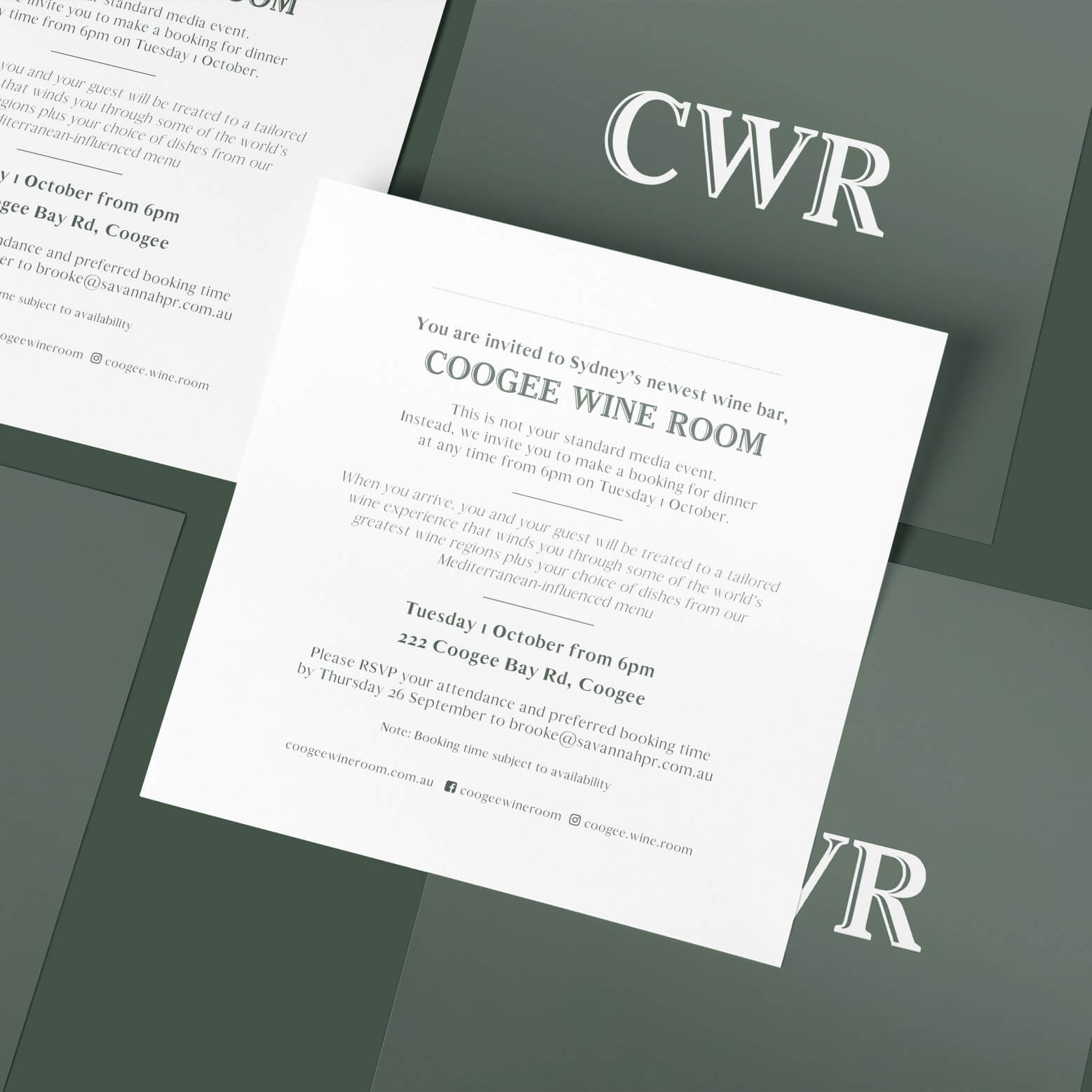 distil coogee wine room logo branding pr invitation