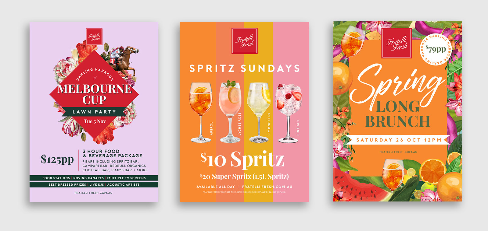 Three poster designs for Fratelli Fresh
