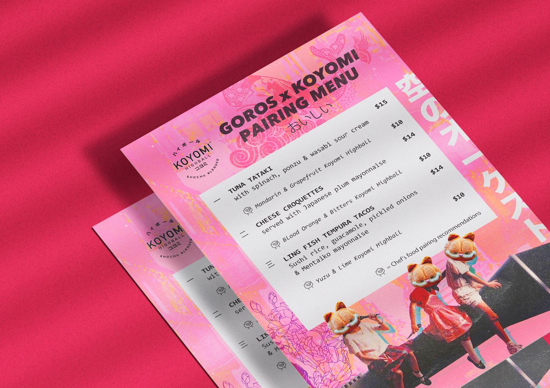 pink menu design sydney for goros