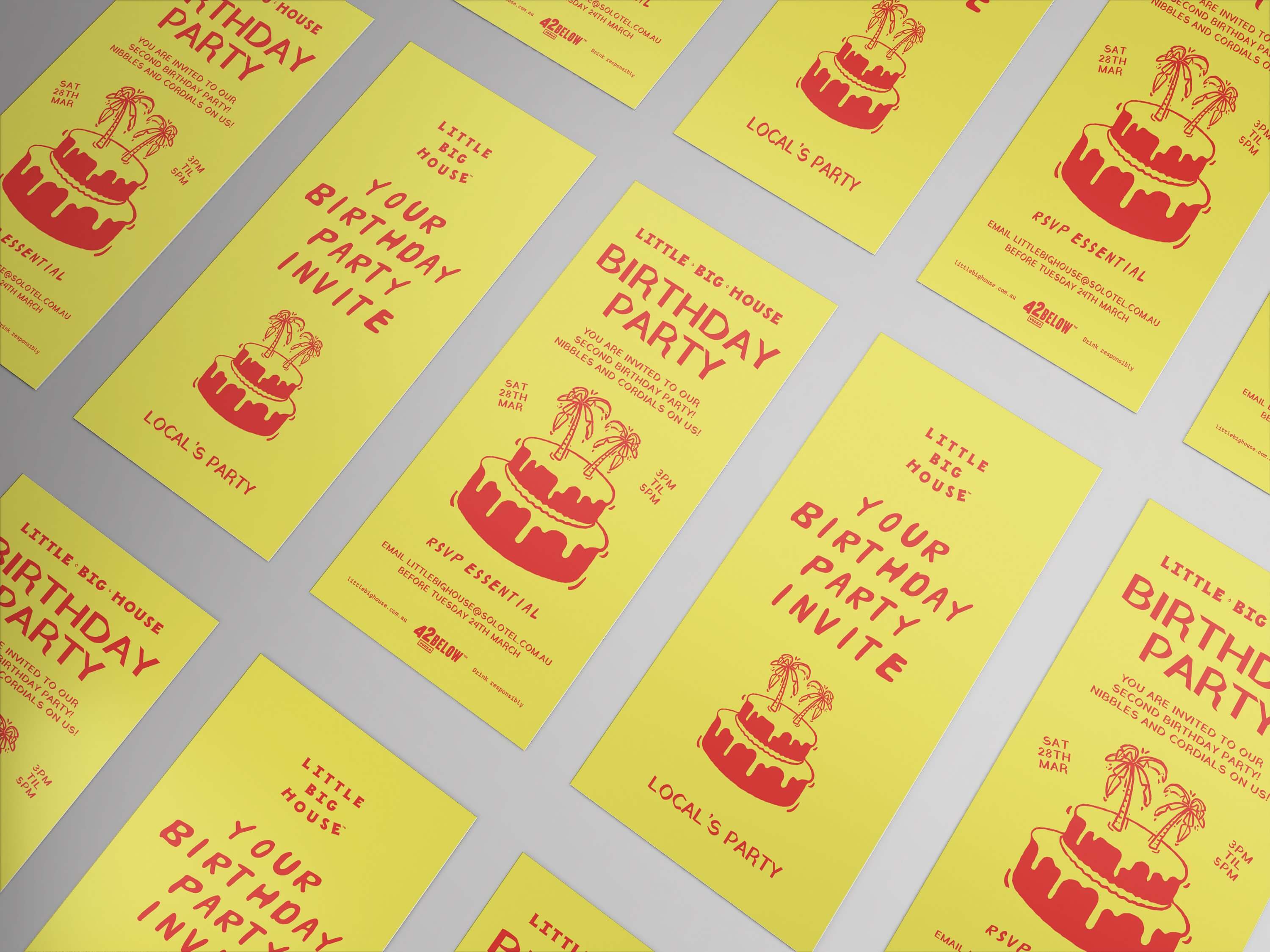 invitation design for a locals only birthday party event at little big house