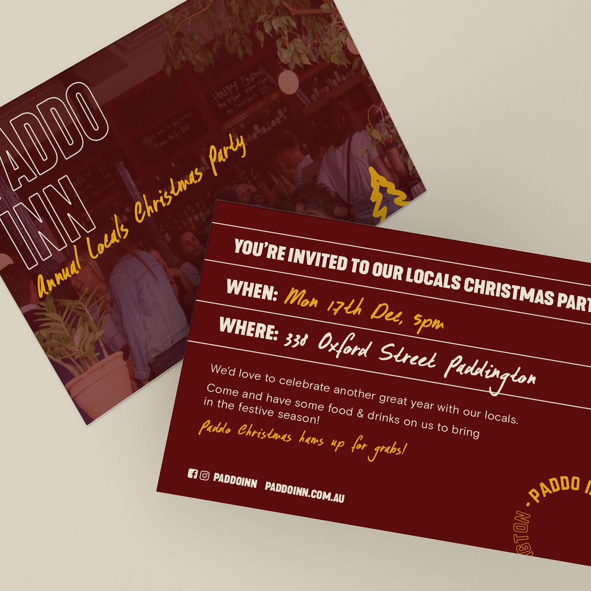 paddo inn paddington annual christmas party invitation design by sydney design social 