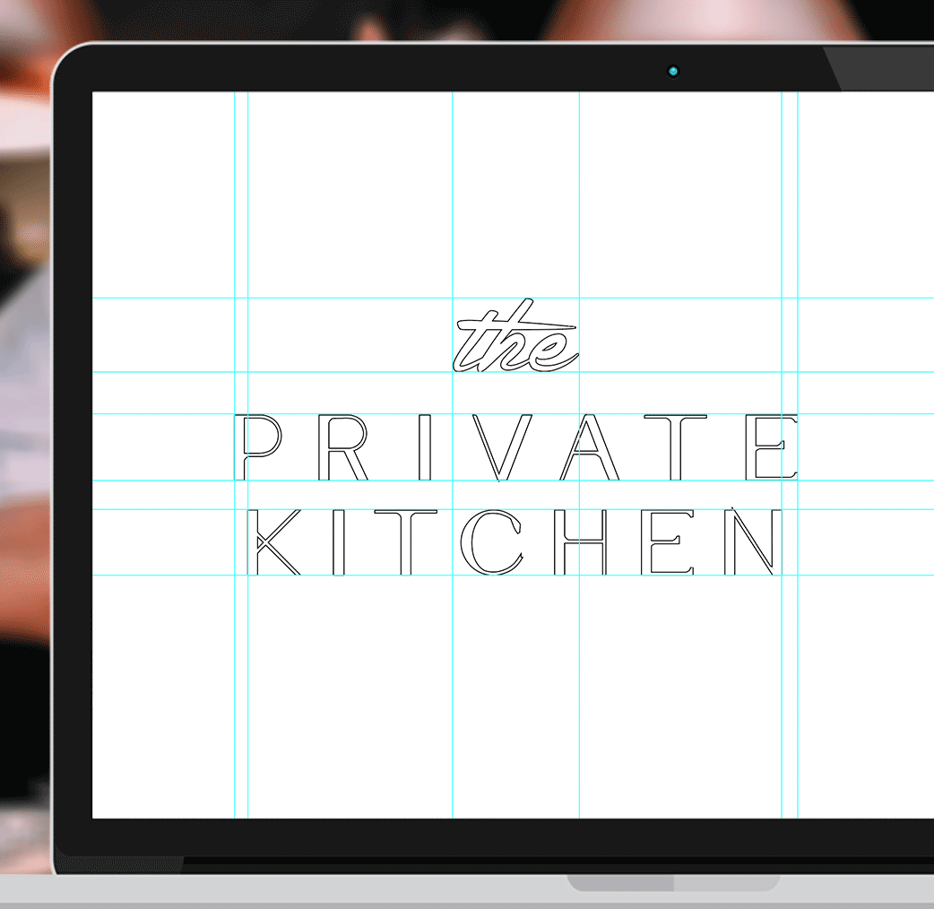 Distil the private kitchen logo grids layout signage