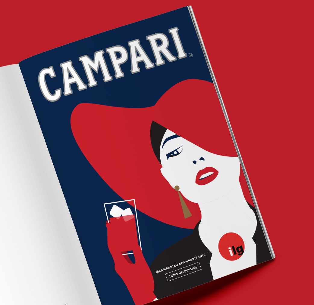 distil campari red full page advertisement design