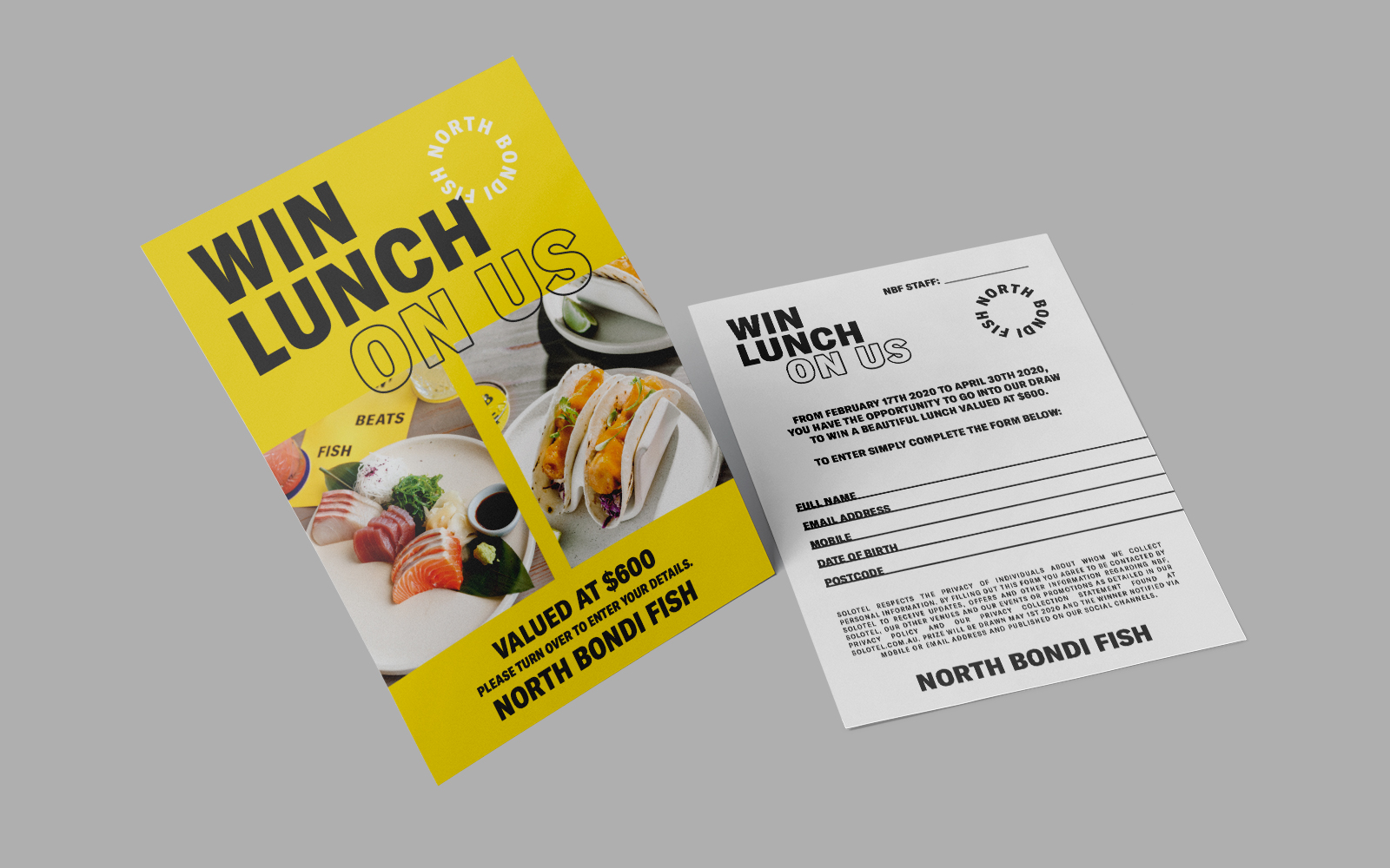 distil north bondi fish lunch competition flyer design