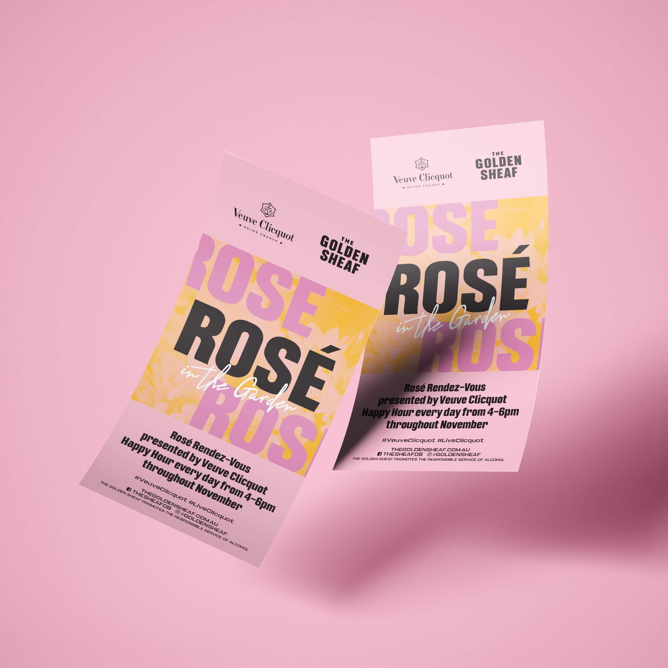 Distil golden sheaf double bay rose in the garden flyer design